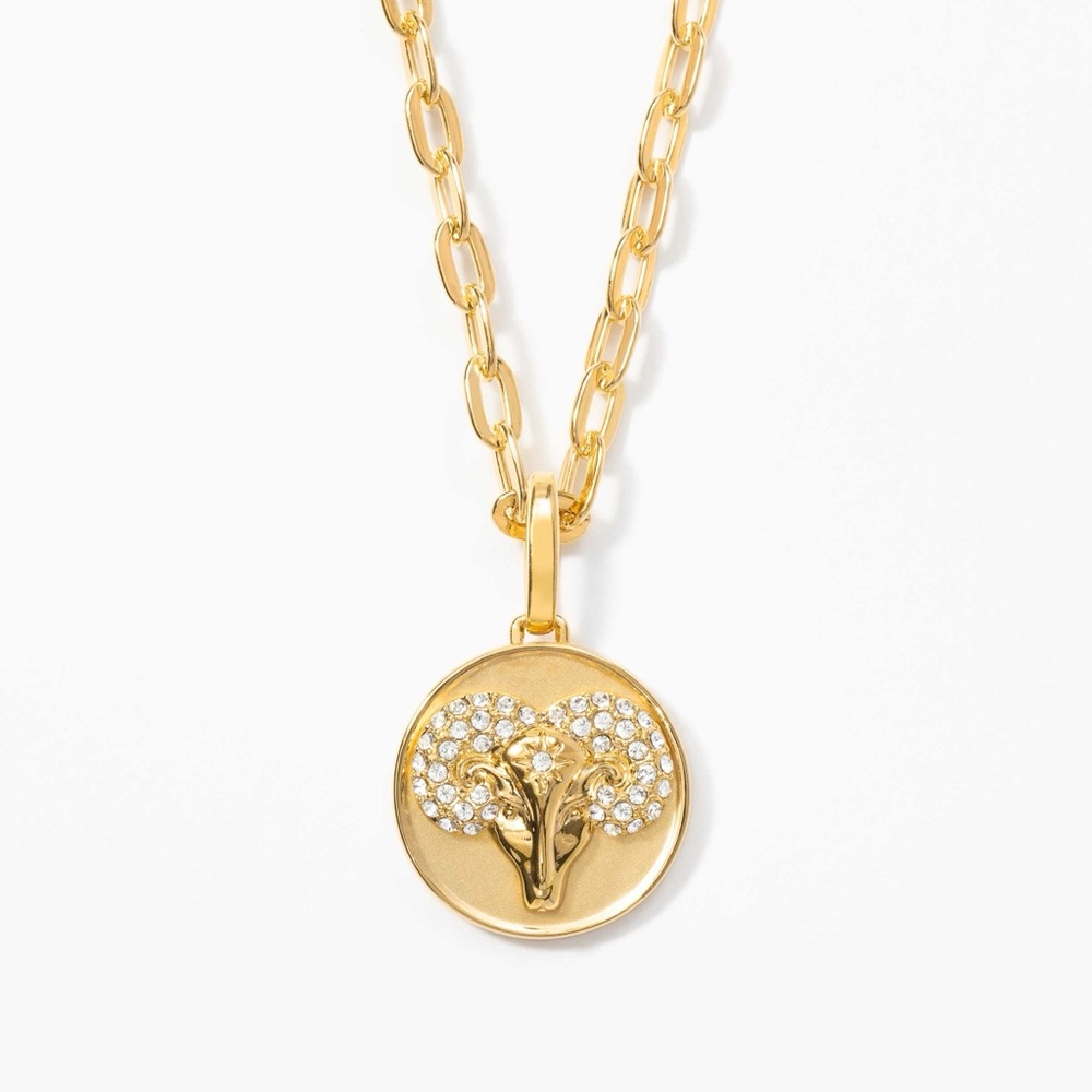 NEW Touchstone Crystal Gold Aries Necklace with Sparkling Accents